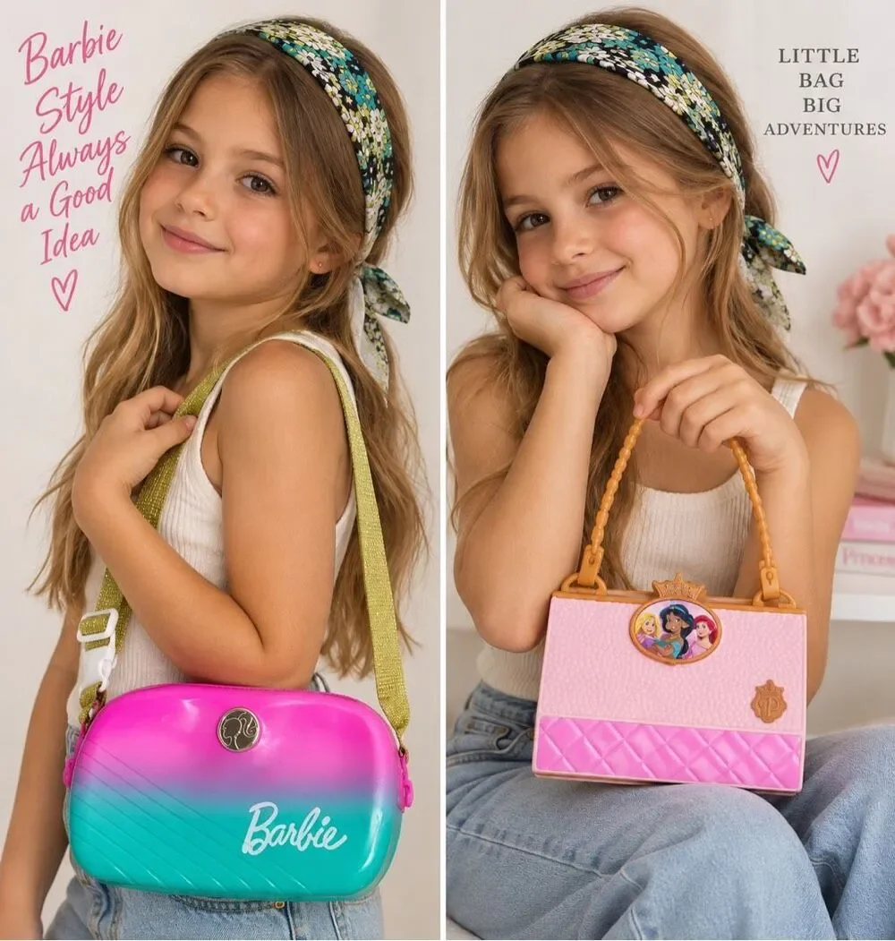 Rare Barbie Disney Princess Two Bag Lot Of 2 Girls Pink Crossbody Purses